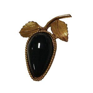 Vintage ORIGINAL BY ROBERT Pepper Brooch Black Glass Cabochon